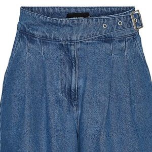 VERO MODA-High Rise Denim Belted Shorts